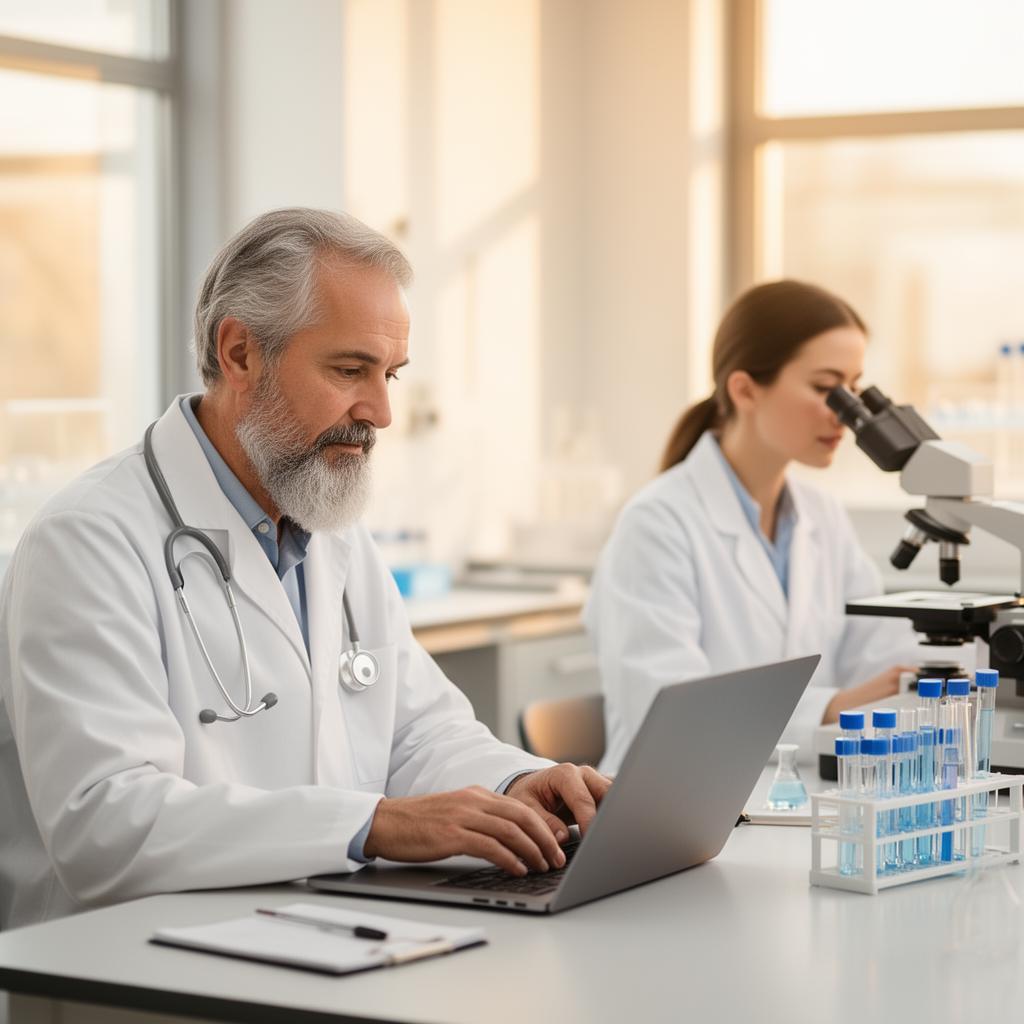 Researchers at work in a modern laboratory
