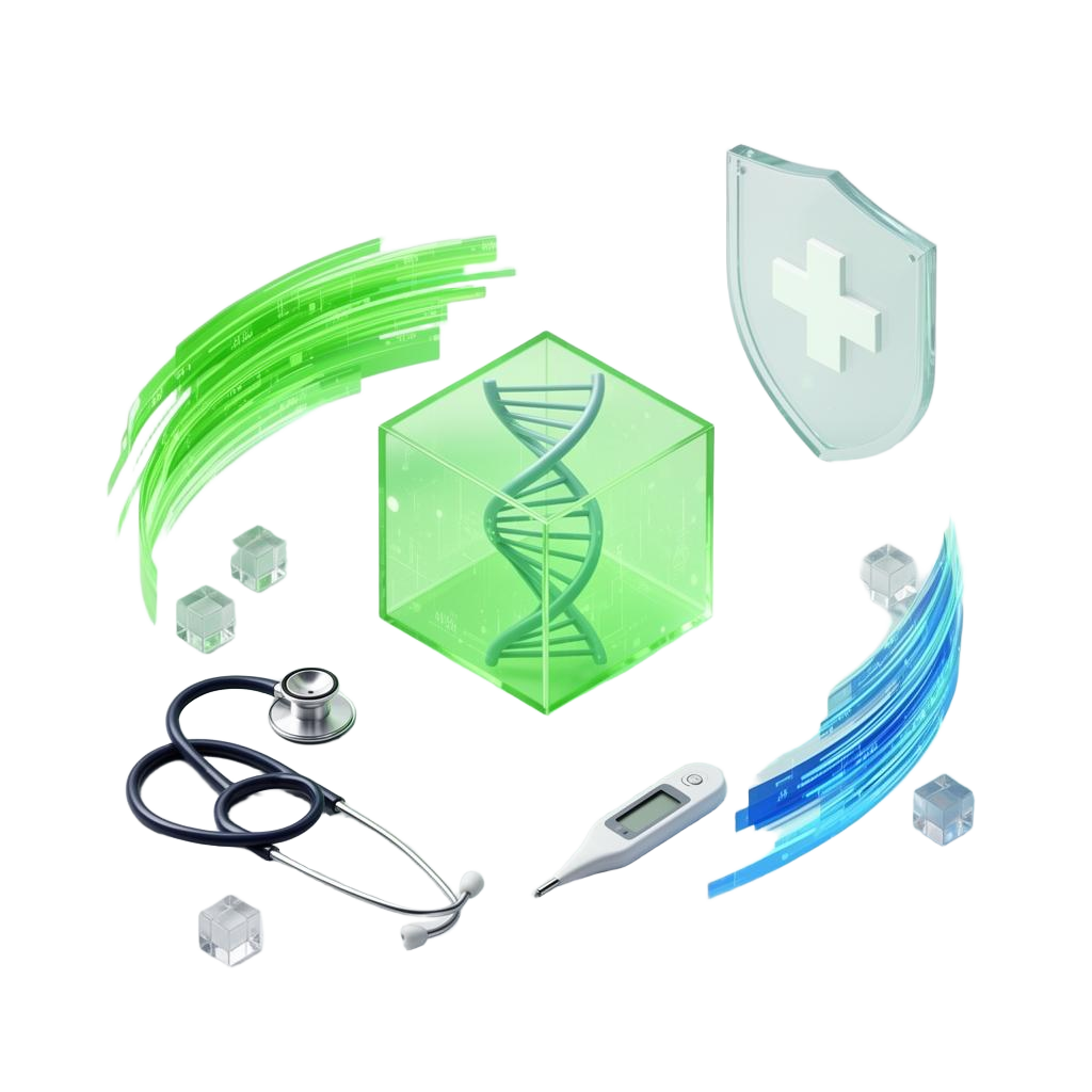 Isometric illustration of health research data streams